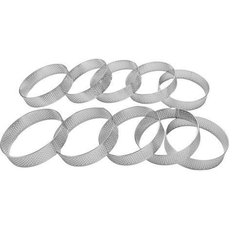 10er-Packung Tortenringe aus Edelstahl, perforierte, hitzebeständige Mousse-Ringe, runde Donut-Backringe, 8 cm