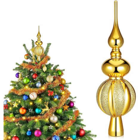 Étoile de Sapin de Noël Décorative en Plastique Doré, Légère (1/5)