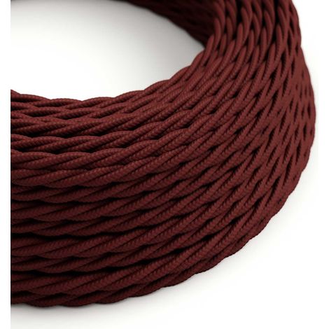 Creative-Cables, Cavo elettrico rivestito in tessuto, 2 x 0,75 mm², 50 m, Bordeaux TM19, Trecciato, effetto seta