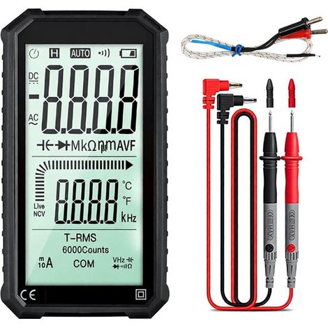 Multimètre portable, écran LCD haute définition 4.7 pouces, mesure tension courant continu, tension courant alternatif, capacité résistance (1/5)