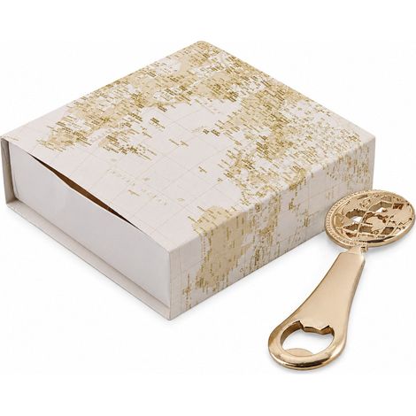 L'Arcolaio Scatola Degustazione Mappamondo con Apribottiglia World 10 x 10 Cm Bianco Oro 1 Pz (1/2)