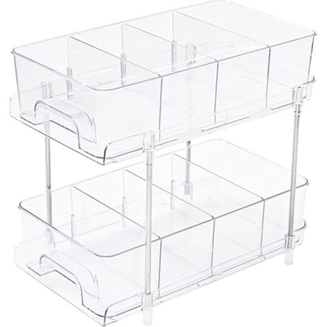 Under Sink Storage Cabinet,Desktop Cosmetic Storage Box，Kitchen Under Sink Organizer, Multifunctional Sliding Under Sink Cupboard Shelf Bathroom -Clear[Second Floor] Two Drawers (1/5)
