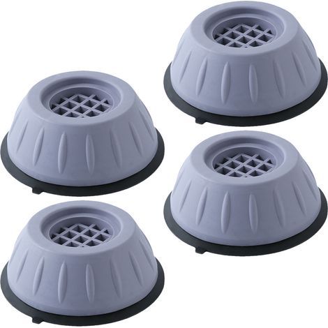 Lot de 4 supports de base gris pour lave-linge à tambour, universels, antidérapants et anti-vibrations, avec patins de surélévation pour lave-linge et réfrigérateur. (1/5)