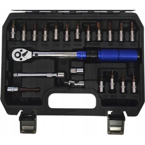 Zwei-Wege-Drehmomentschlüssel 1/4" 5-25 Nm, 21er-Set Falon-Tech