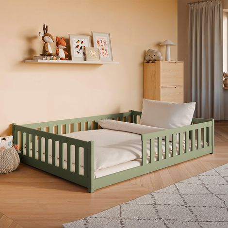 Lit au sol 140x200 sommier inclus Maya Olive (1/3)
