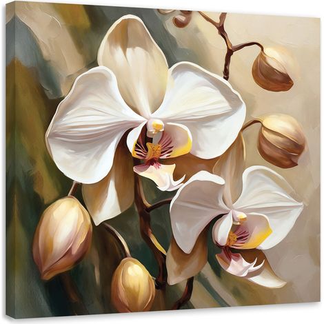 Tableau sur toile Tableau sur toile Orchidée peinte en beige 60x60 (1/5)