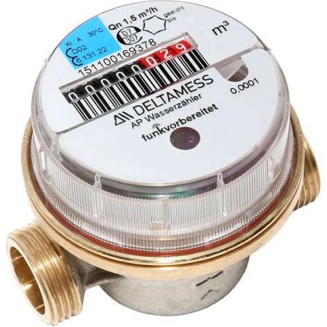 Deltamess Wasserzähler Wohnungswasserzähler kurz 80mm kalt und warm QN 1,5 Eichjahr 2026 (1/2)