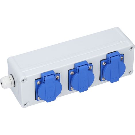 Boîtier de prise étanche extérieur avec interrupteur mural, protection pluie IP66, bloc électrique 3 prises pour jardin et terrasse (1/5)