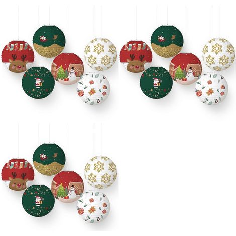 Set mit 18 dekorativen Weihnachtspapierlaternen, runde chinesische Laternen zum Aufhängen zur Dekoration Ihres Zuhauses und für Gartenpartys. (1/5)