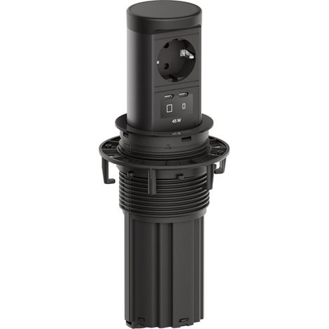 BACHMANN ELEVATOR 2 - PRISE ESCAMOTABLE - 1 COMPARTIMENT AVEC IP54 ET 2 PORTS USB-C 45 W - CÂBLE DE 2 M - PRISE DE TABLE POUR CU