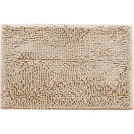 Tapis de bain en chenille antidérapante, doux et ultra-absorbant, 51 x 81 cm, couleur camel (1/5)