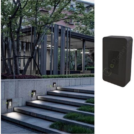 Segnapasso led cob 12w quadrato nero faretto da esterno a parete IP65 per giardino scale luce bianca naturale calda  calda 3000k