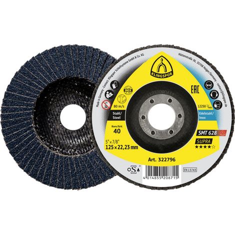 Klingspor 322803 SMT 628 Schleifmopteller, 180 x 22,23 mm Korn 40 gerade Durchmesser 180 mm 10 St