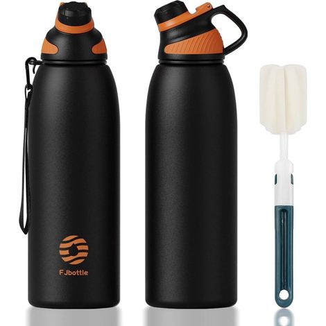 Trinkflasche Edelstahl Sport Magnetverschluss Schwarz 1500 ml (1/5)