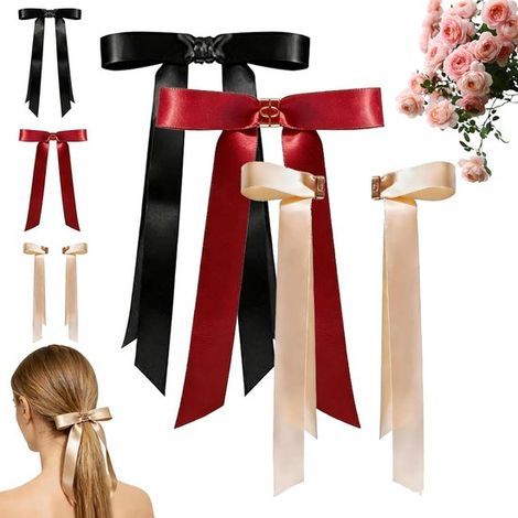 Set mit 3 magnetischen Haarschleifen – Lange, elegante Bänder – Schnelle Frisur (1/5)