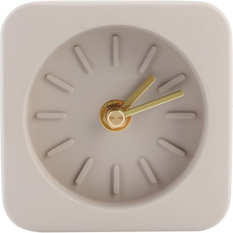 Horloge de bureau en ciment carré simple GEEKCOOK, décoration brun pour salon maison et bureau, horloge de table design moderne. (1/5)