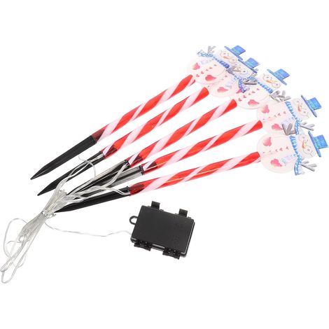 LED Piquet de Sol Extérieur Noël – Lampe Décorative Étanche Boîtier Pile Motif Bonhomme de Neige sur Tige Rouge Éclairage LED pour Pelouse et Chemin Guirlande Lumineuse Festive (1/5)