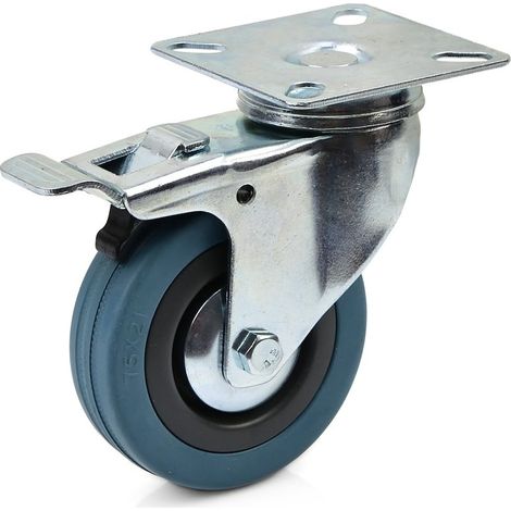 Roue pivotante avec frein 75 mm PP/caoutchouc (50) (1/2)