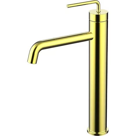 Robinet de lavabo surélevé 040 en laiton doré brossé collection Scamandre (1/2)