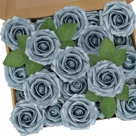Lot de 25 Rose, tige flexible 18cm, tête 8cm, mousse latex, décoration mariage, fête (1/5)
