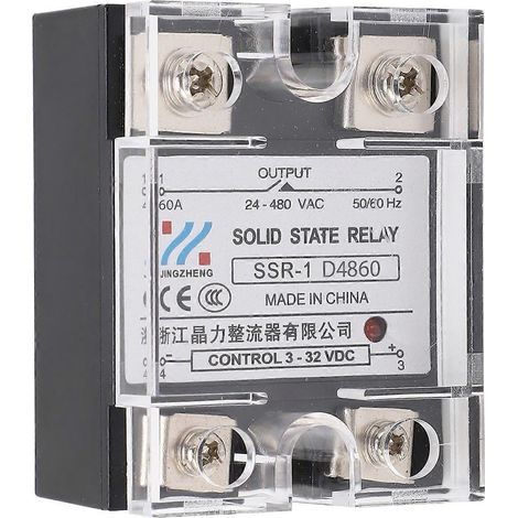 Halbleiterrelais (SSR), 3–32 V DC Eingang, 24–480 V AC, 60 A Ausgang, Zubehör für die Haussteuerung