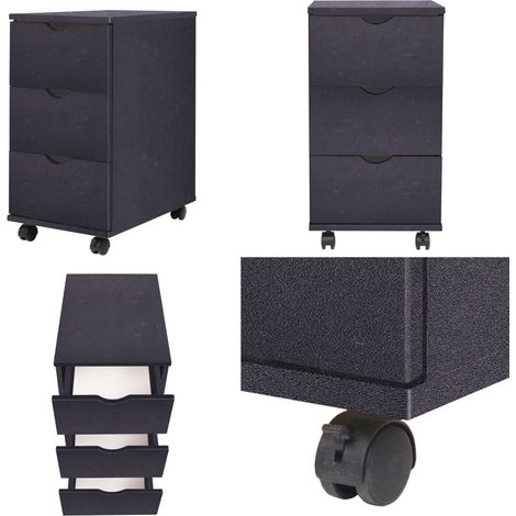 Mueble de cajones negro 33x45x60 cm - Muebles de oficina - Muebles de estudio