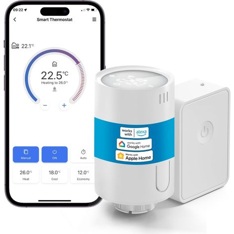 Meross Tête Thermostatique Connectée avec Hub Compatible Apple HomeKit Alexa Google Home Thermostat Radiateur Eau Chaude (1/5)