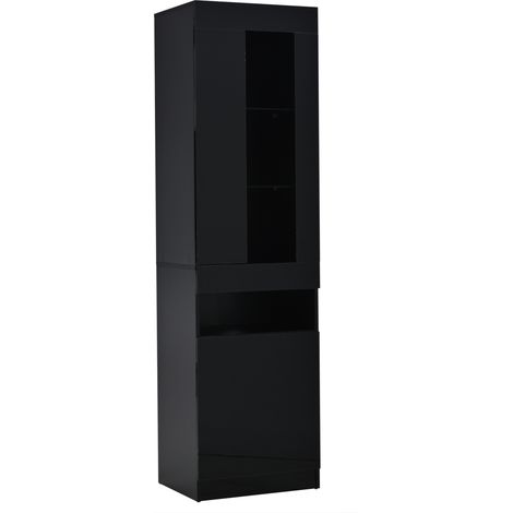 Vitrine noire avec éclairage LED, 50 x 40 x 180 cm, rangement multiples, style moderne (1/5)