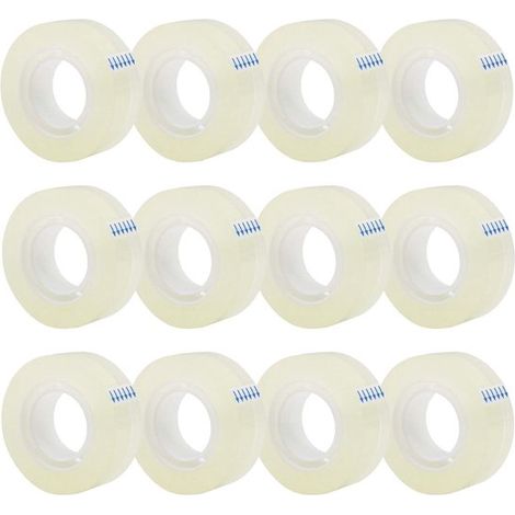 12 rollos cinta adhesiva transparente repuesto, cinta transparente, cinta adhesiva transparente brillante universal 12 piezas transparentes (1/5)