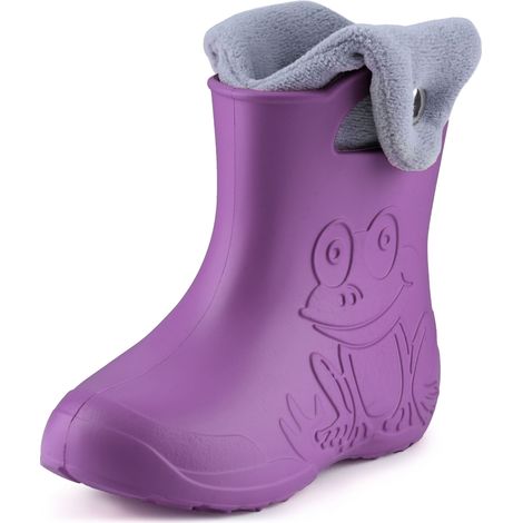 Ladeheid EVA Kinder Jungen Mädchen Gummistiefel Regenschuhe gefüttert Regenstiefel Gummischuhe LA-CA-04 (Lilla/Grau, 30/31 EU)