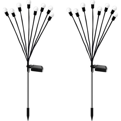 Lot de 2 lampes solaires, LED, IP65, fixes, capteur de lumière, noir (1/5)