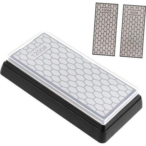 Double Sided Diamond Sharpening Stone (600/1200 Grit, 185x92x40mm), Knife Sharpener Bee Sharpening Stone with Non-Slip Base Knives Scissors Sharpening Tool Outdoor Kitchen (1/5)
