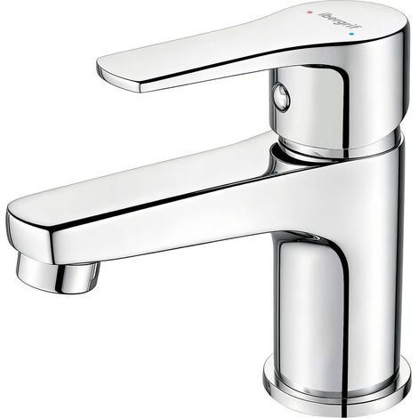 Miscelatore per lavabo da bagno in ottone cromato, beccuccio regolabile, monocomando, cartuccia ceramica anti-perdita, attacco universale G3/8, facile installazione, acqua calda e fredda. (1/5)