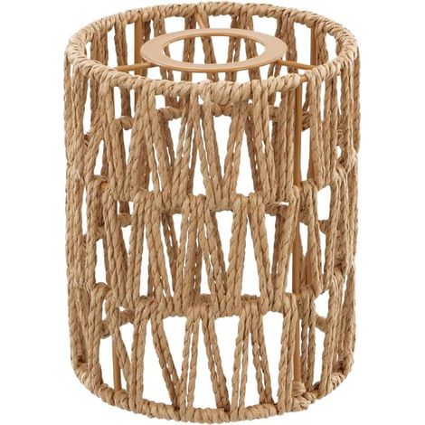 Rattan lampshade, 1 piece, brown, table lamp, replacement lampshade accessory for pendant, ceiling, or floor lamp, H 15.5 cm, Ø12 cm (1/5)