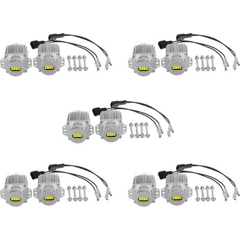 Adatto per confezione da 10 lampadine a LED per fari anteriori CANbus serie angel eye da 80W senza problemi, applicabile a E90, E91 e serie 3 (modelli 2005-2008), luce ultra bianca.