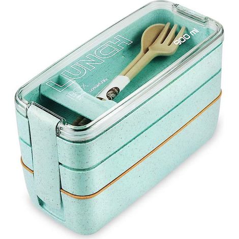 Bento-Lunchbox, 3-Fächer-Behälter, auslaufsicher, umweltfreundlich und stapelbar