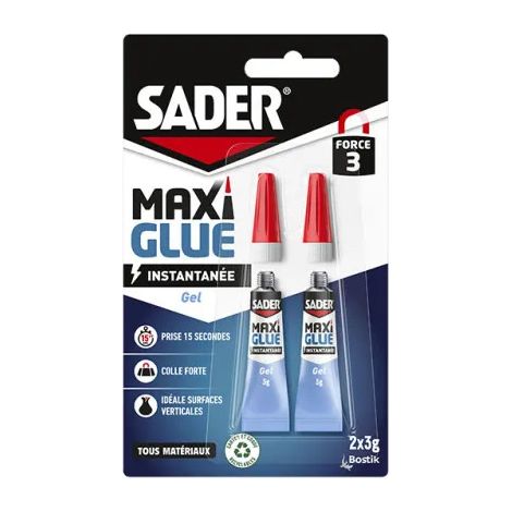 Colla gel istantanea Maxiglue, 2x3g.