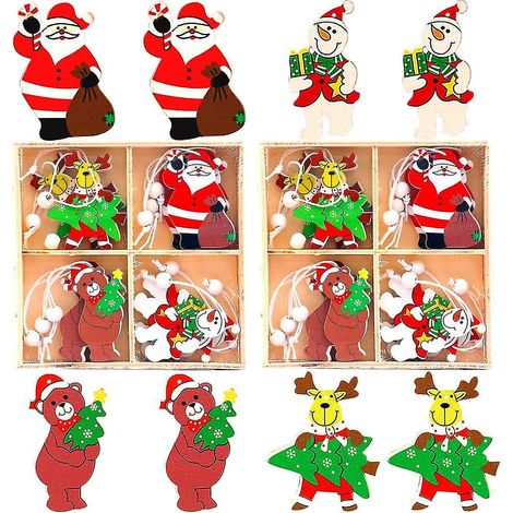 Ensemble de 24 pendentifs en bois pour sapin de Noël (1/5)