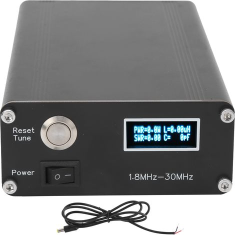 ATU-100 Aluminium-Antennenabstimmgerät, HF-Tester 1,8–30 MHz für Amateurfunk, 10–15 V DC-Netzteil