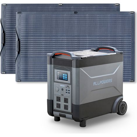 Home Battery Power Station LiFePO4 3600Wh, Voice Control With 2Pcs 100W Flexible Monocrystalline Solar Panel For Home Backup Outdoor ALLPOWERS R4000 (1/5)