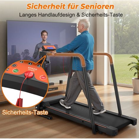 Tapis de course pliable avec longues poignées, Fitshow, 120 kg, noir HAVRYA (1/5)