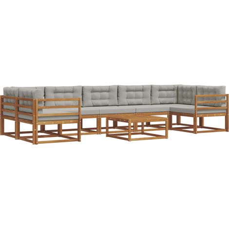 Conjunto de sofás de exterior 8 pcs Gris Natural y Claro vidaXL (1/5)