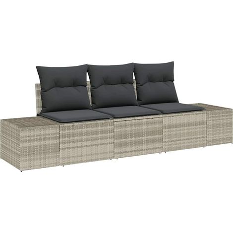 Maison Exclusive - Set Divano da Giardino 3 pcs Grigio chiaro polyrattan