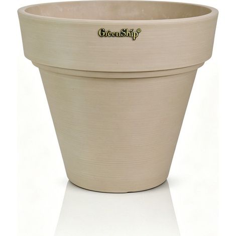 1 Stück Blumentopf außen Ø 25,4 cm Beige, runder Kunststoff‑Pflanzkübel für innen und außen, moderner Blumenkübel leicht & robust, ideal für Balkon, Garten und Terrasse