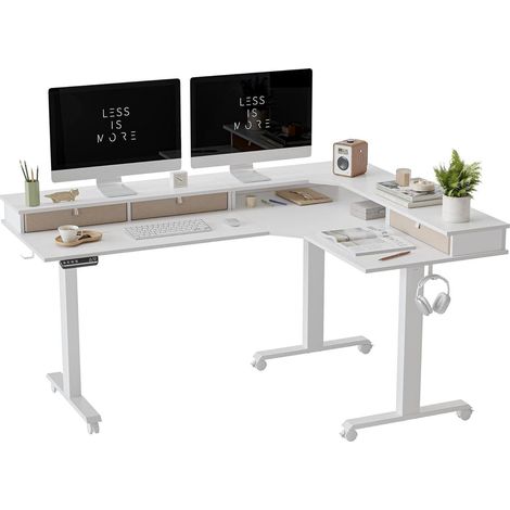 Höhenverstellbarer Schreibtisch Elektrisch L-Form 160x120 cm (1/5)