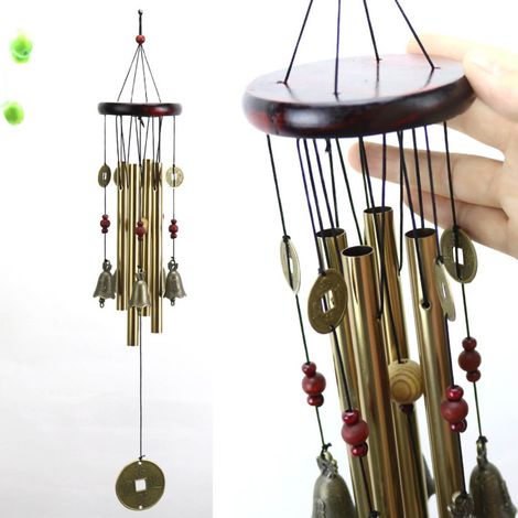 Windspiel aus Metall und Holz mit Glocke, zum Aufhängen an der Wand, Dekoration für Tür oder Balkon G 19 (1/5)
