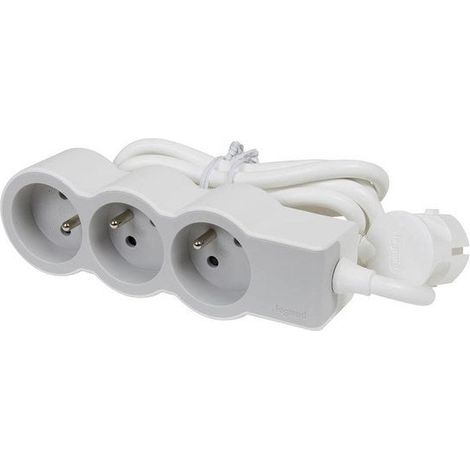 Regleta eléctrica Legrand con 3 tomas blanco y gris claro (1/2)