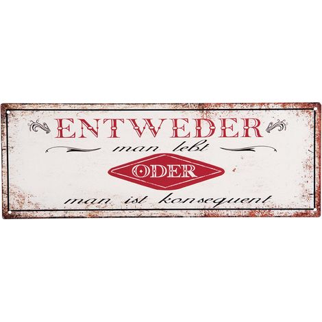 Plaque Décorative Murale en Fer Panneau Signalétique avec Texte Blanc et Rouge 36 x 13 cm - PANGIVO
