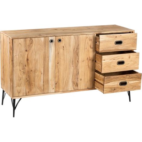 Buffet bois clair industriel SERENA 145cm - 145x45x75 cm - Kayu Meuble (1/5)