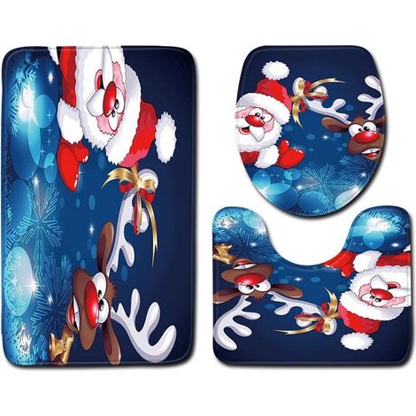 Set of 3 mat of toilet non to pattern Pere Christmas - Ultra-absorbants - Soft and suitable to the bathroom, the bedroom, the kitchen, the toilets and the bathtub (2) - Mat of toilet R (1/5)